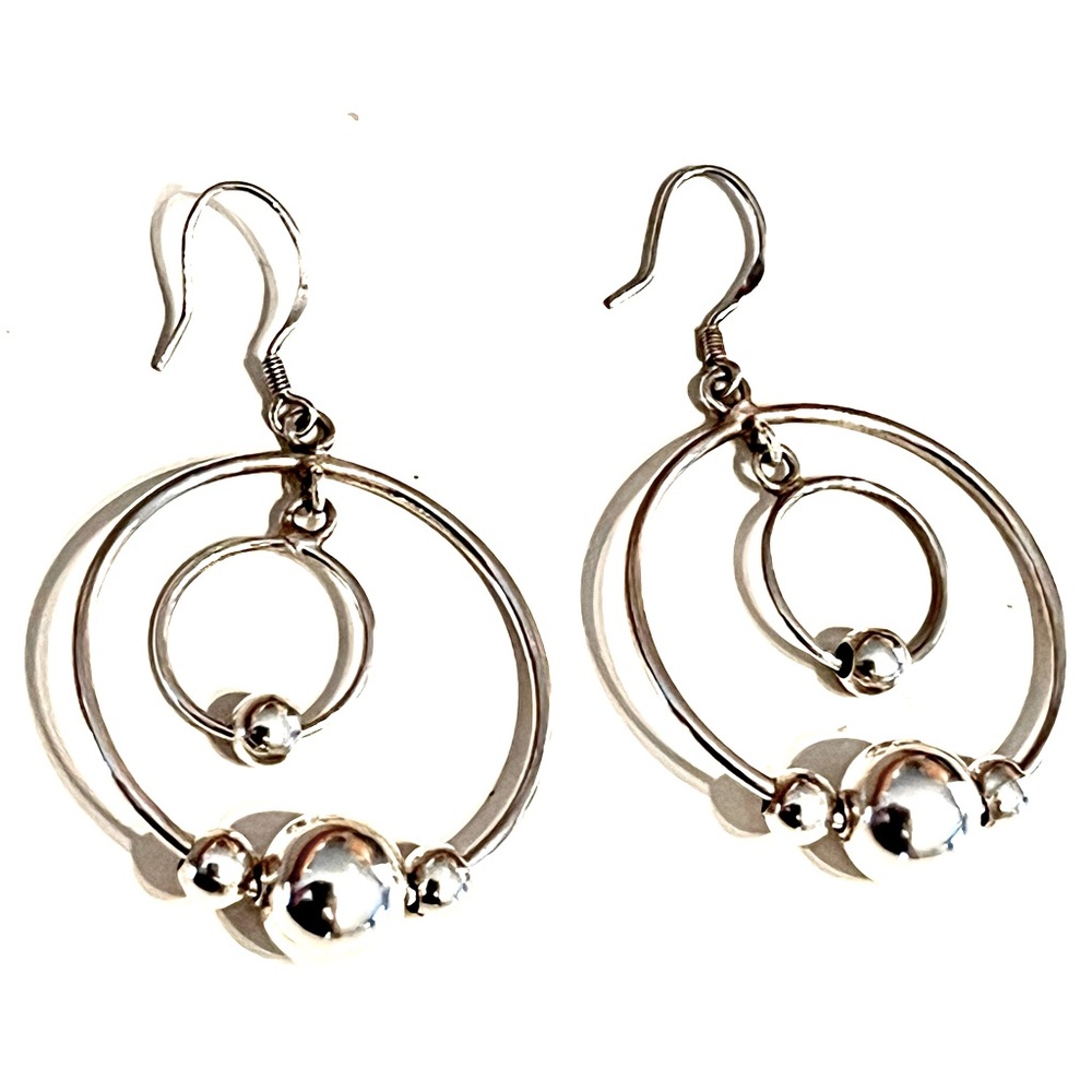 Vintage 90s 925 Silver Double Hoop Earrings